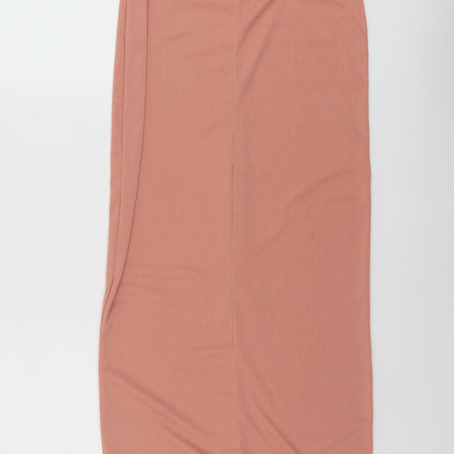 Boohoo Womens Pink Polyester Maxi Size 8 Square Neck Pullover