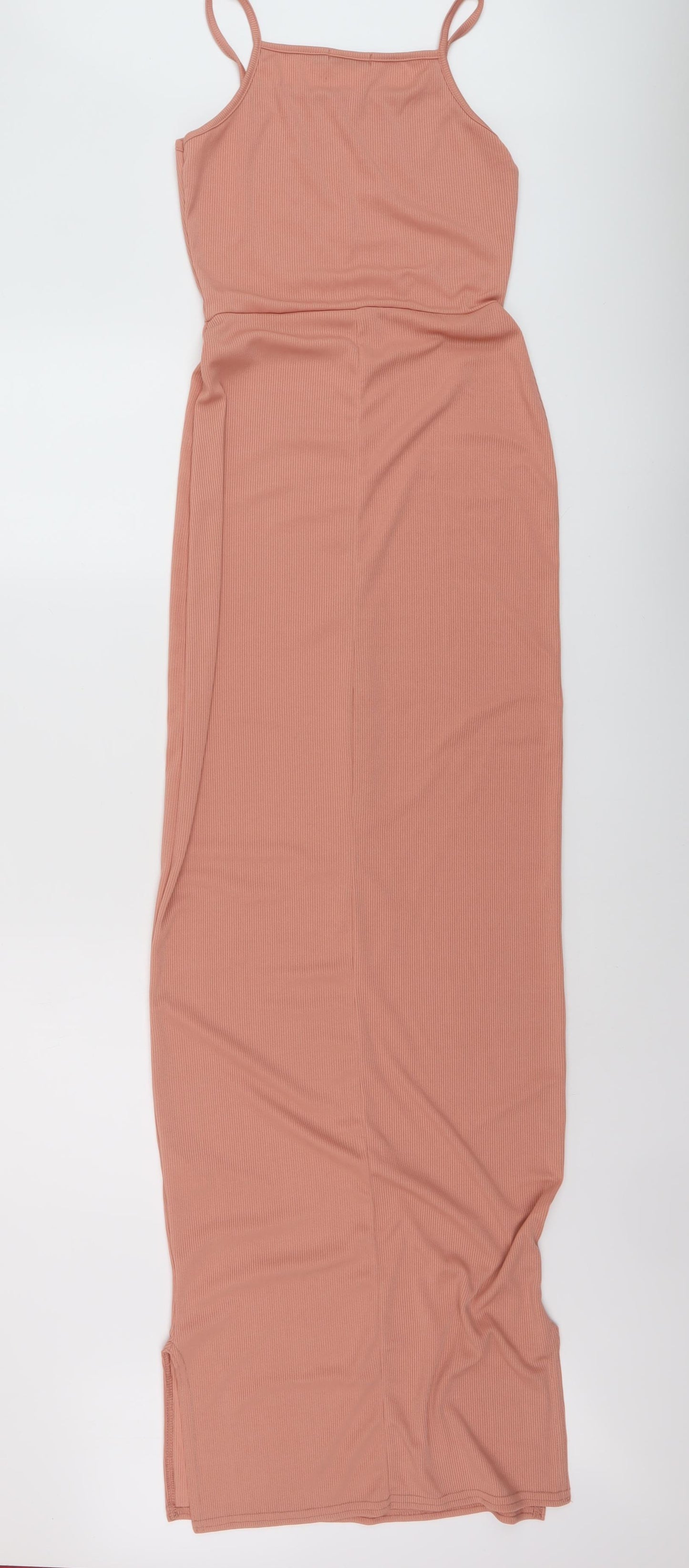 Boohoo Womens Pink Polyester Maxi Size 8 Square Neck Pullover