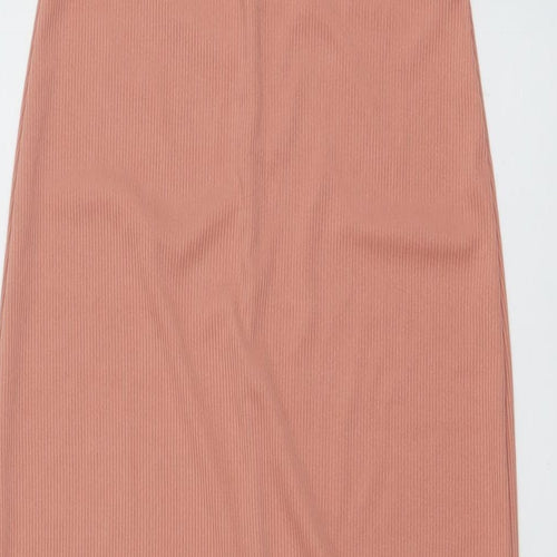 Boohoo Womens Pink Polyester Maxi Size 8 Square Neck Pullover