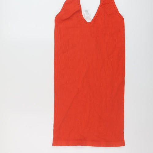 Missguided Womens Orange Polyamide Mini Size S V-Neck Pullover
