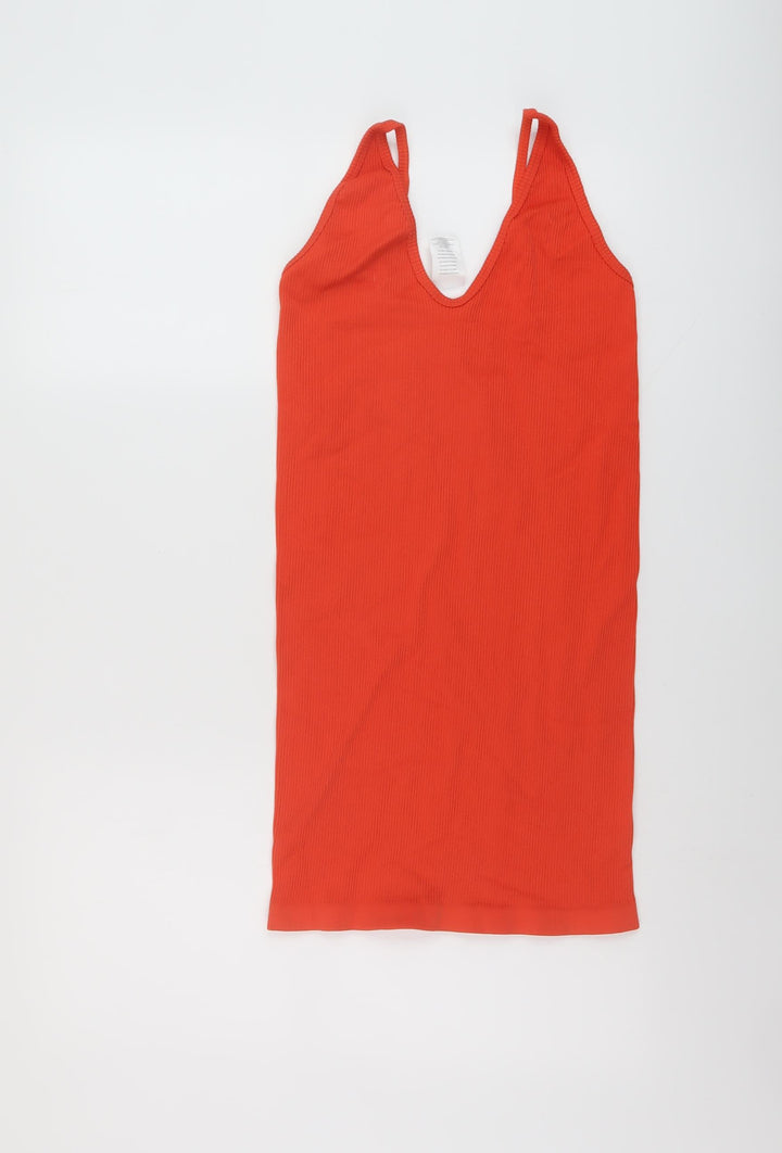 Missguided Womens Orange Polyamide Mini Size S V-Neck Pullover