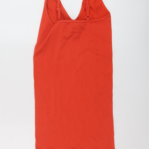 Missguided Womens Orange Polyamide Mini Size S V-Neck Pullover
