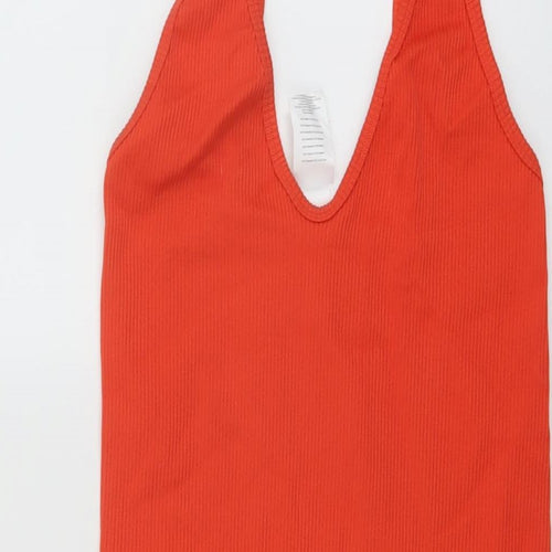 Missguided Womens Orange Polyamide Mini Size S V-Neck Pullover