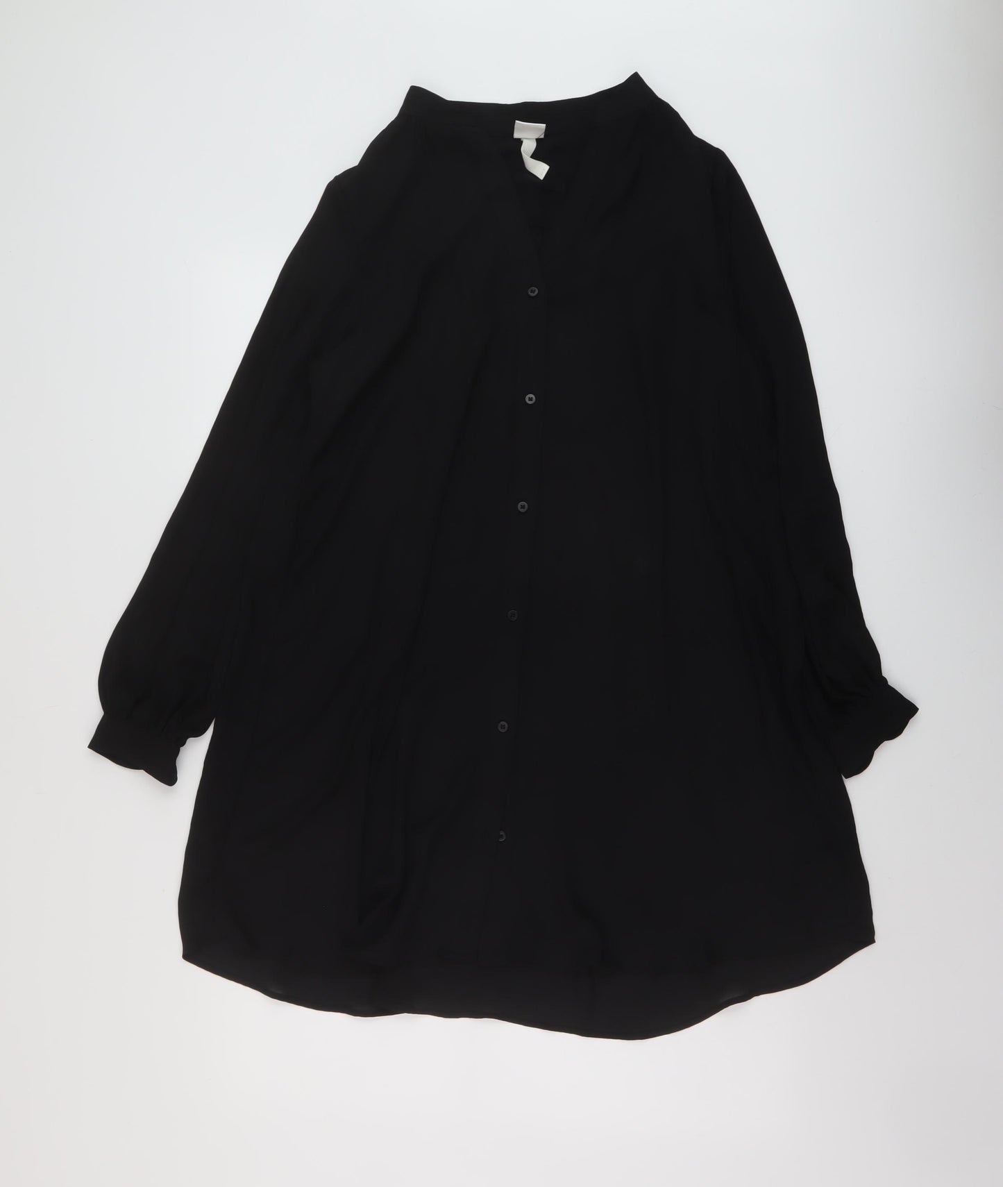 h7M Womens Black Polyester Tunic Blouse Size 10 V-Neck