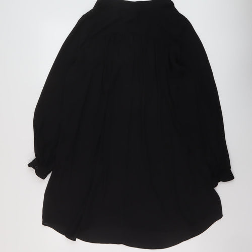 h7M Womens Black Polyester Tunic Blouse Size 10 V-Neck