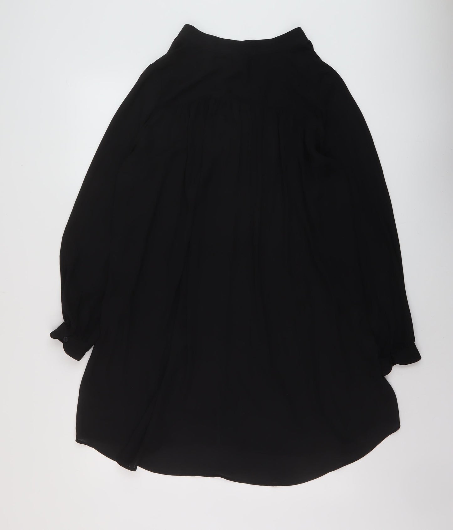h7M Womens Black Polyester Tunic Blouse Size 10 V-Neck