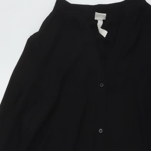 h7M Womens Black Polyester Tunic Blouse Size 10 V-Neck