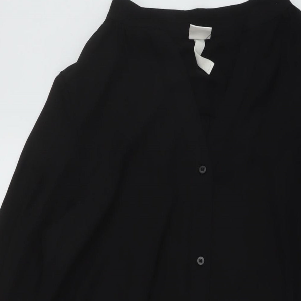 h7M Womens Black Polyester Tunic Blouse Size 10 V-Neck