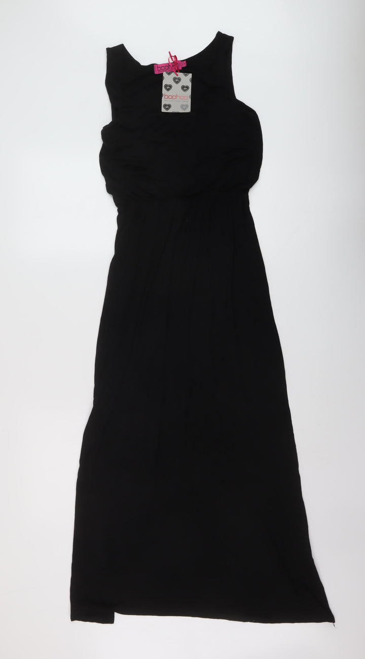 Boohoo Womens Black Viscose A-Line Size 8 Round Neck Pullover