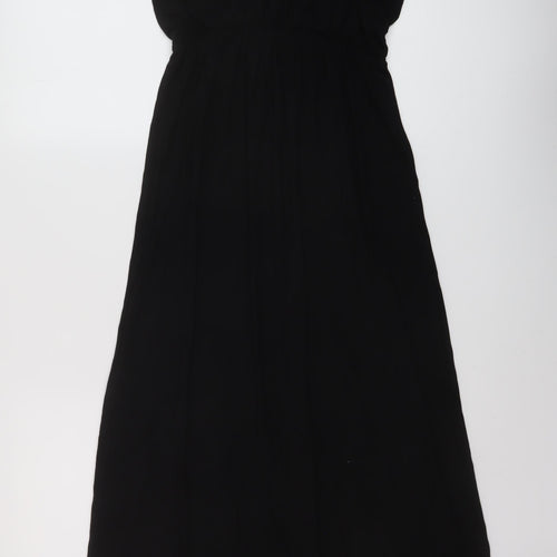 Boohoo Womens Black Viscose A-Line Size 8 Round Neck Pullover