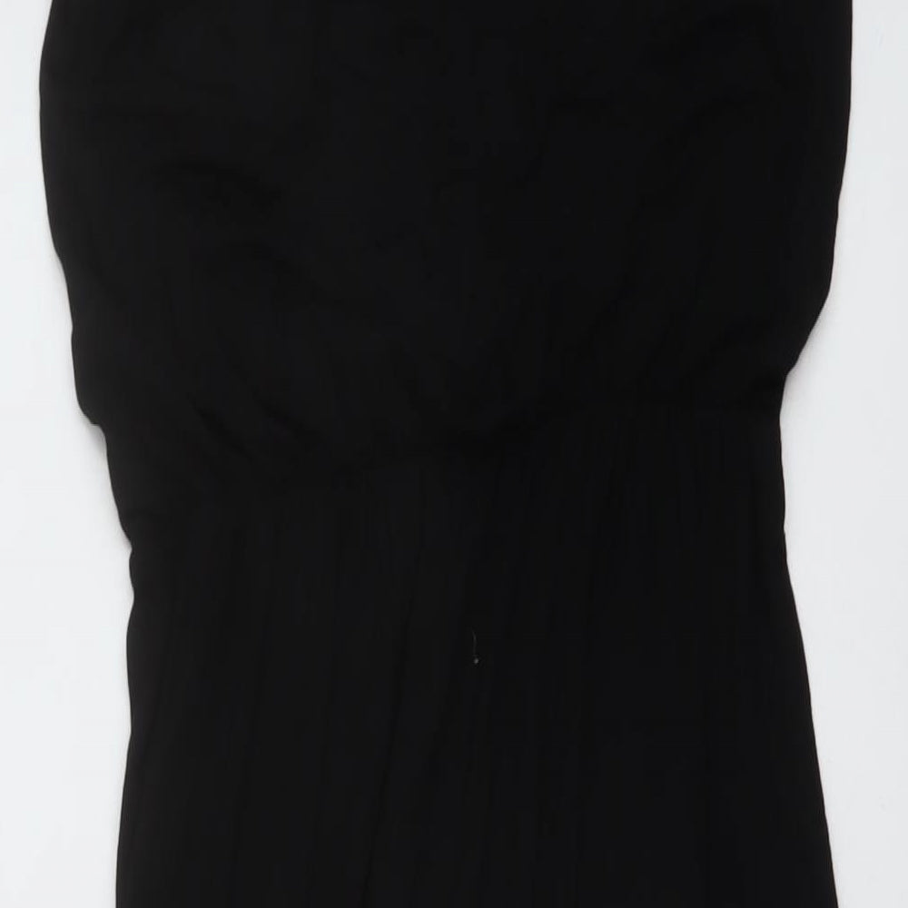Boohoo Womens Black Viscose A-Line Size 8 Round Neck Pullover
