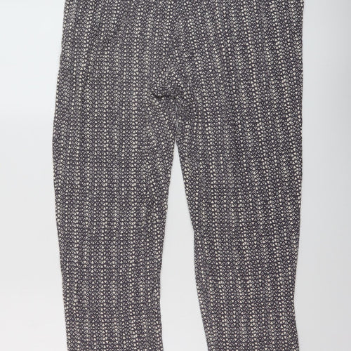 White Stuff Womens Grey Geometric Viscose Trousers Size 14 L28 in Regular Drawstring
