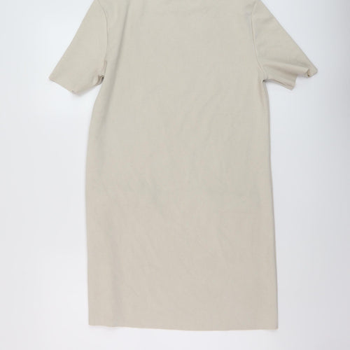 Zara Womens Beige Polyester A-Line Size M Round Neck Pullover