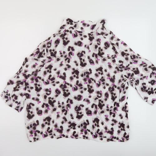 Marks and Spencer Womens Pink Animal Print Viscose Basic Blouse Size 22 V-Neck