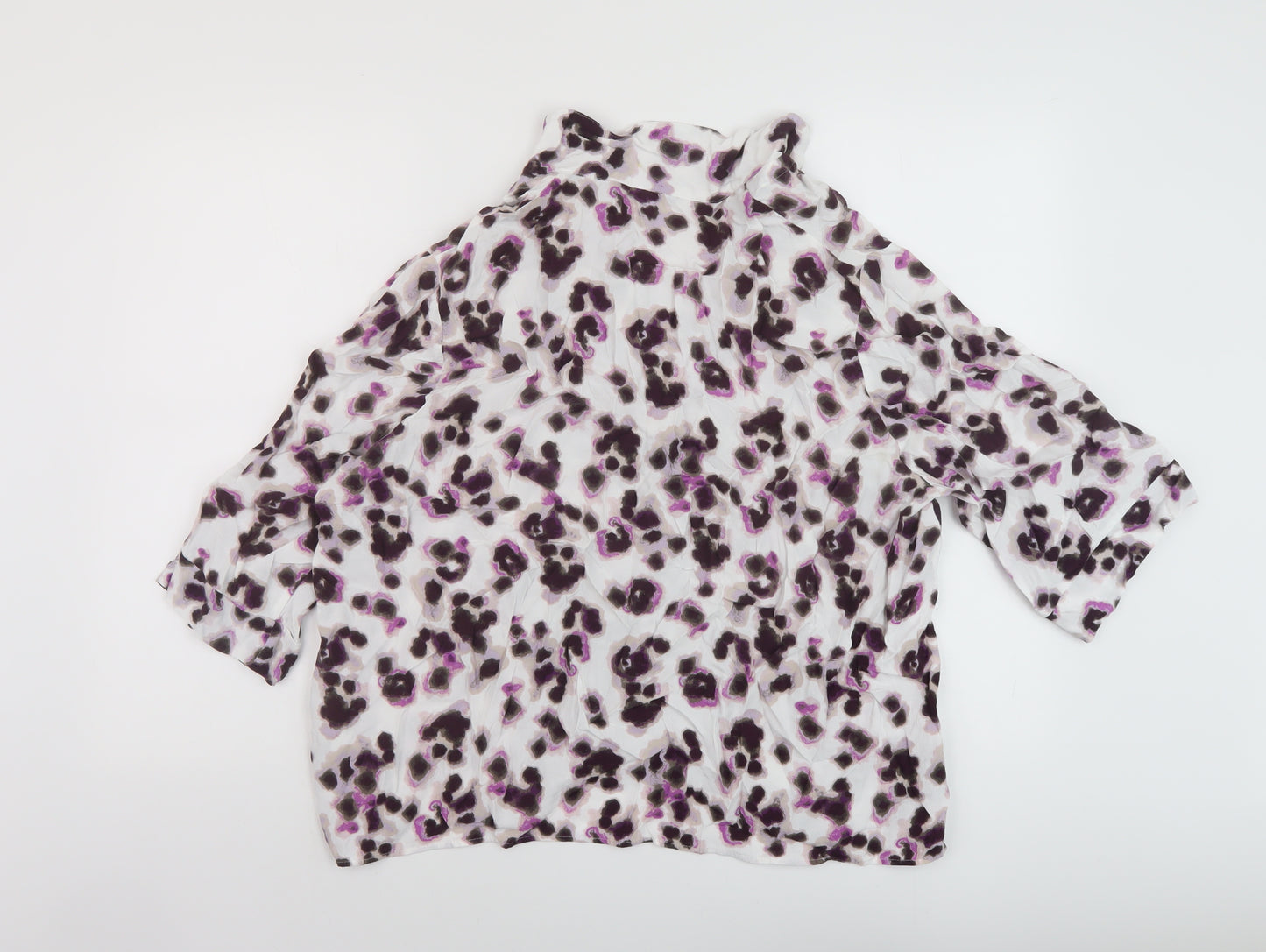 Marks and Spencer Womens Pink Animal Print Viscose Basic Blouse Size 22 V-Neck