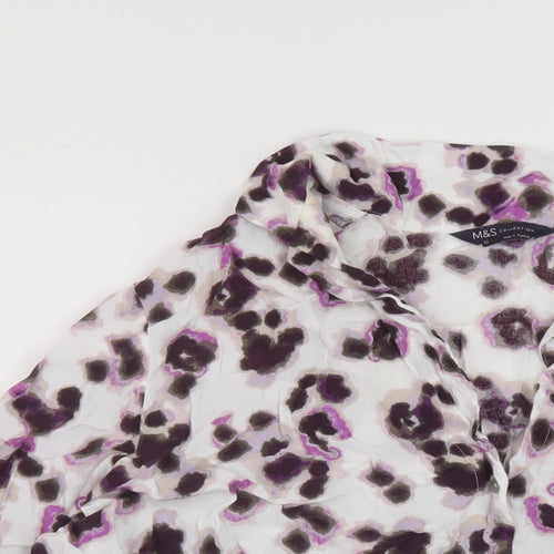 Marks and Spencer Womens Pink Animal Print Viscose Basic Blouse Size 22 V-Neck