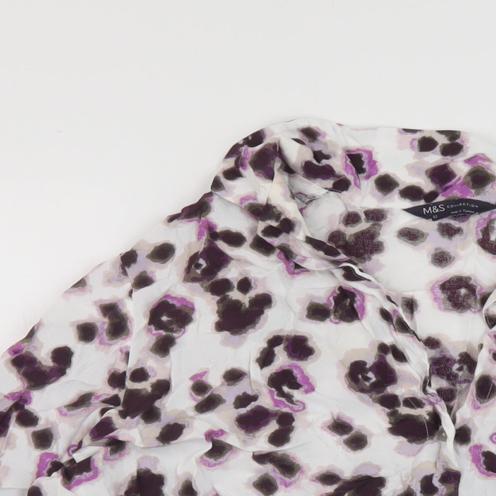 Marks and Spencer Womens Pink Animal Print Viscose Basic Blouse Size 22 V-Neck