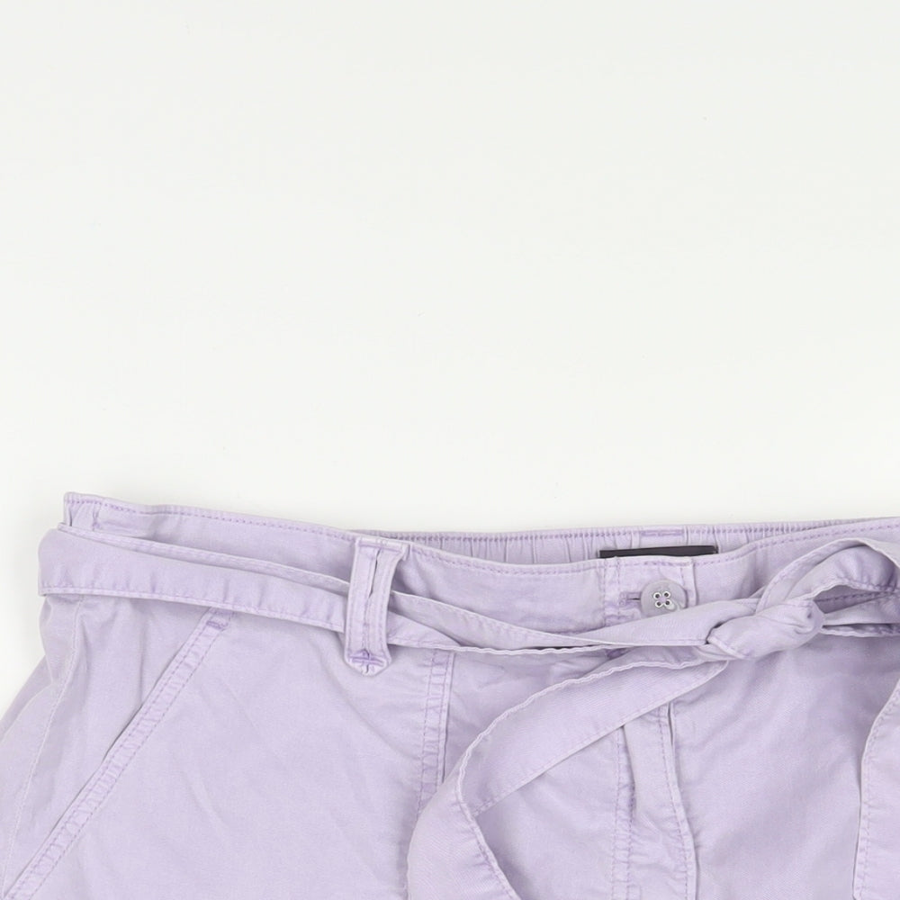 MARKS AND Womens Purple Cotton Paperbag Shorts Size 20 L6 in Regular Zip - Belted