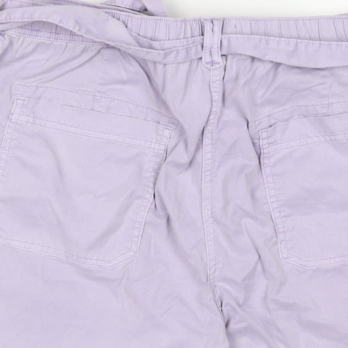 MARKS AND Womens Purple Cotton Paperbag Shorts Size 20 L6 in Regular Zip - Belted