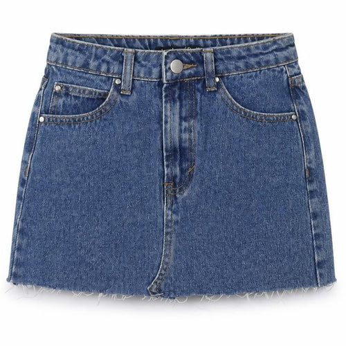 Boohoo Womens Blue Cotton A-Line Skirt Size 4 Zip