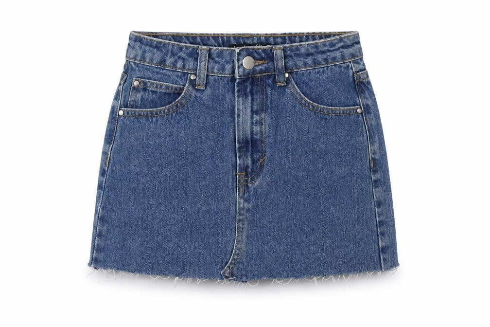Boohoo Womens Blue Cotton A-Line Skirt Size 4 Zip