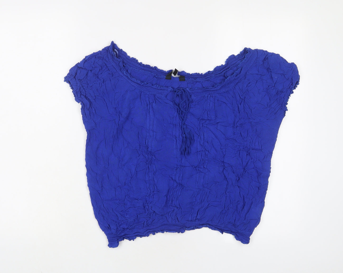 New Look Womens Blue Viscose Basic T-Shirt Size 14 Scoop Neck
