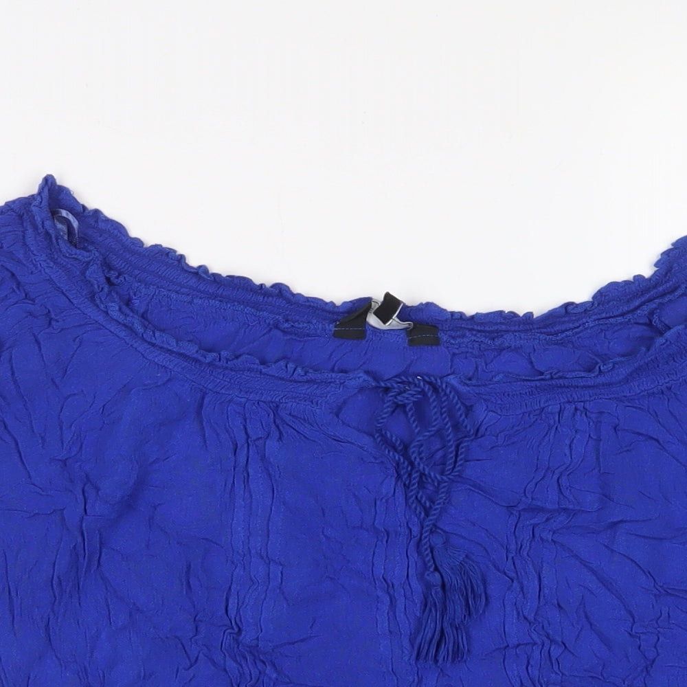 New Look Womens Blue Viscose Basic T-Shirt Size 14 Scoop Neck