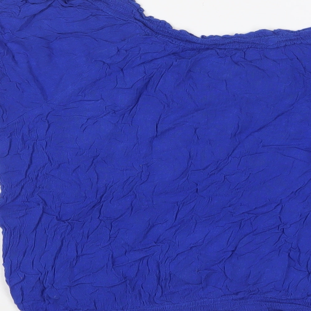 New Look Womens Blue Viscose Basic T-Shirt Size 14 Scoop Neck