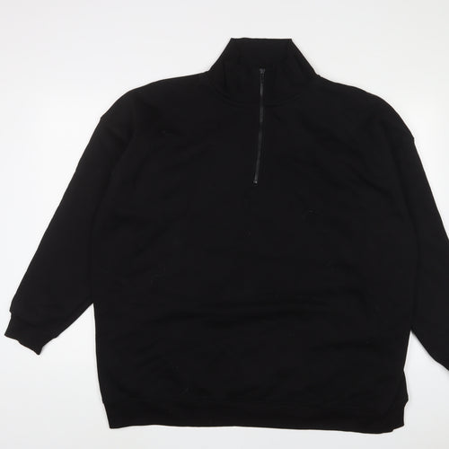 Boohoo Womens Black Cotton Pullover Sweatshirt Size L Zip