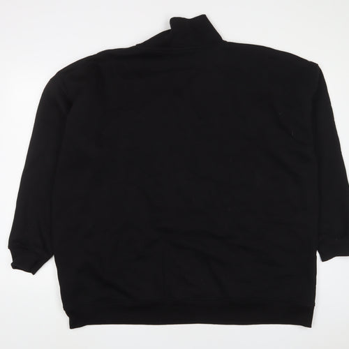 Boohoo Womens Black Cotton Pullover Sweatshirt Size L Zip
