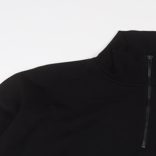 Boohoo Womens Black Cotton Pullover Sweatshirt Size L Zip