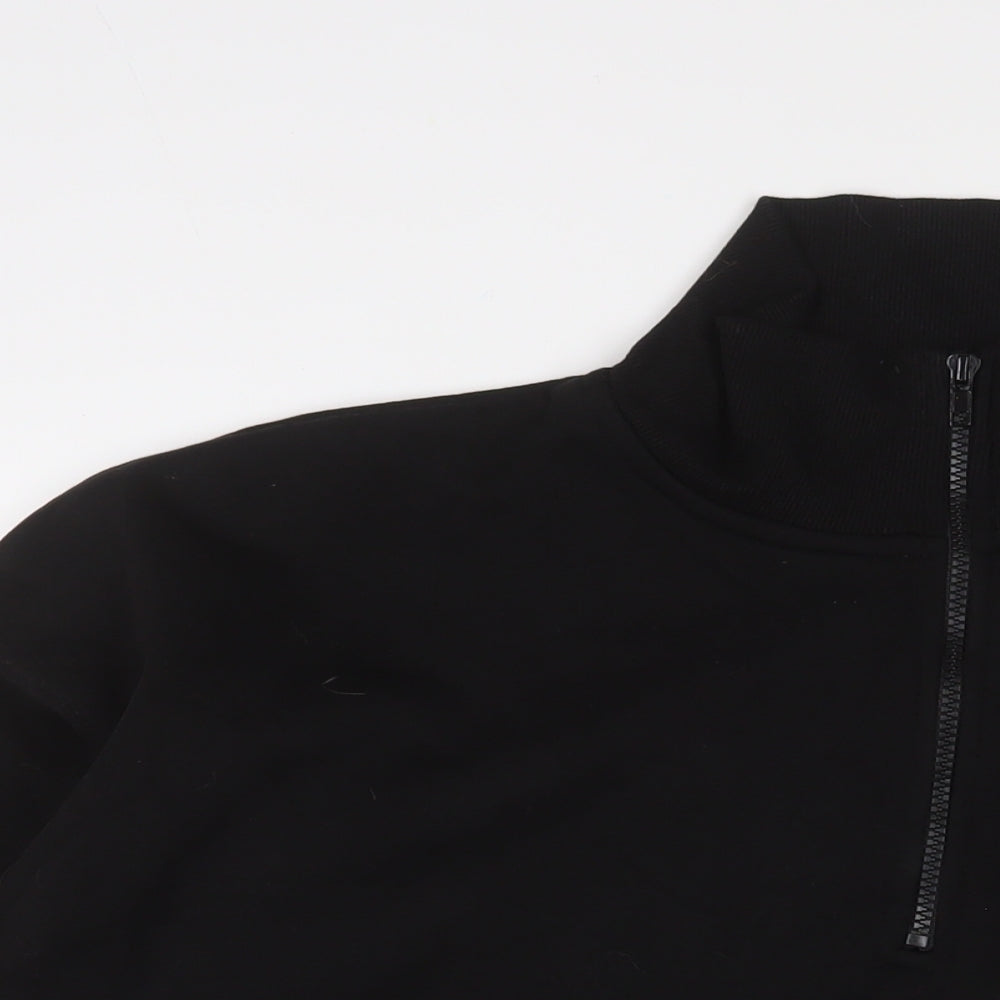 Boohoo Womens Black Cotton Pullover Sweatshirt Size L Zip