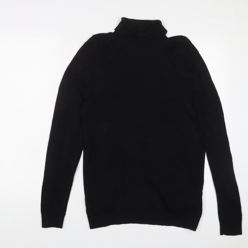 ASOS Mens Black Roll Neck Cotton Pullover Jumper Size S Long Sleeve