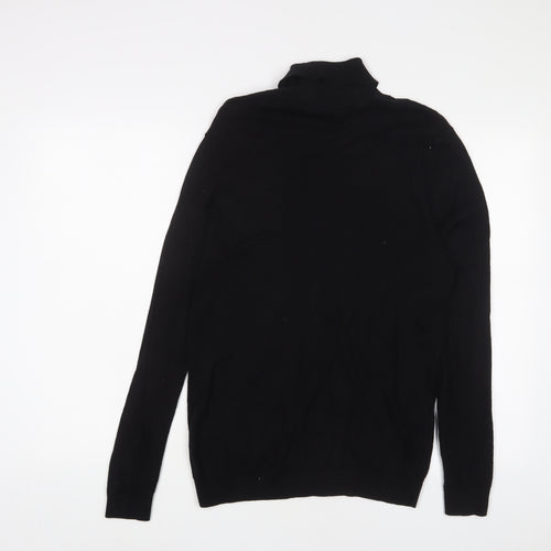 ASOS Mens Black Roll Neck Cotton Pullover Jumper Size S Long Sleeve