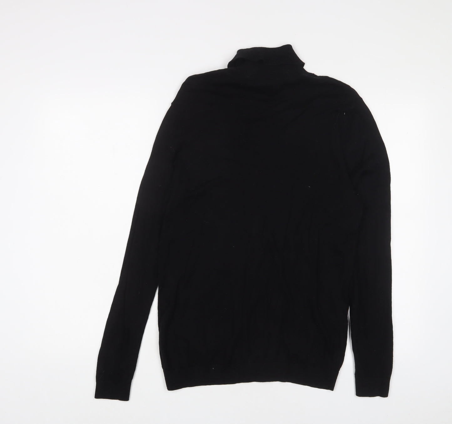 ASOS Mens Black Roll Neck Cotton Pullover Jumper Size S Long Sleeve