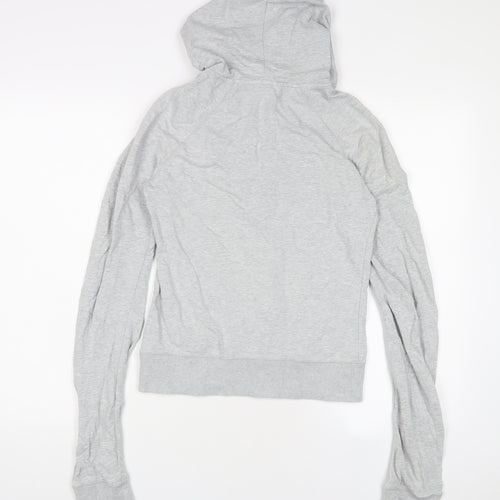 H&M Womens Grey Cotton Full Zip Hoodie Size 12 Zip