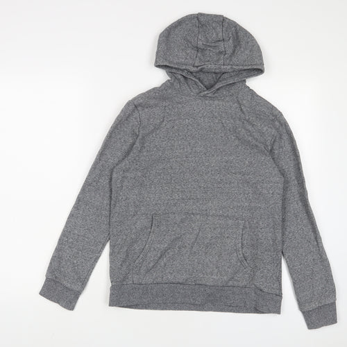 Marks and Spencer Boys Grey Cotton Pullover Hoodie Size 13-14 Years Pullover