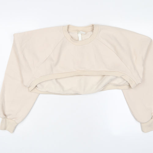 H&M Womens Pink Cotton Pullover Sweatshirt Size L Pullover - Cropped
