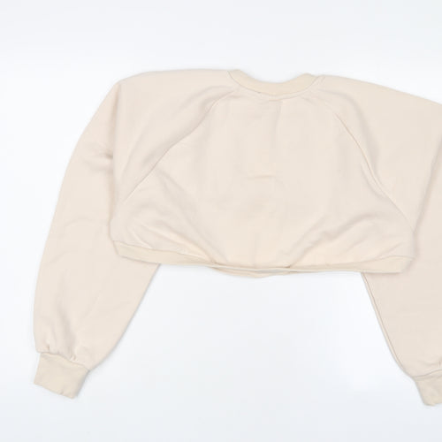 H&M Womens Pink Cotton Pullover Sweatshirt Size L Pullover - Cropped