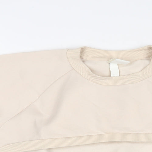 H&M Womens Pink Cotton Pullover Sweatshirt Size L Pullover - Cropped