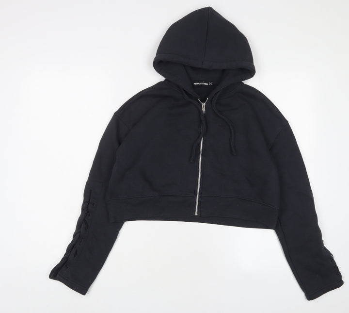 PRETTYLITTLETHING Womens Blue Cotton Full Zip Hoodie Size 4 Zip