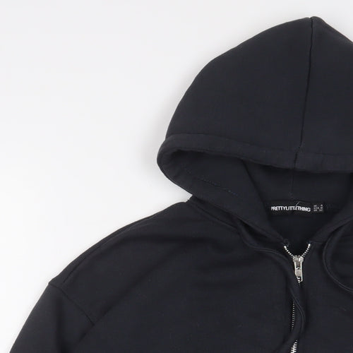 PRETTYLITTLETHING Womens Blue Cotton Full Zip Hoodie Size 4 Zip