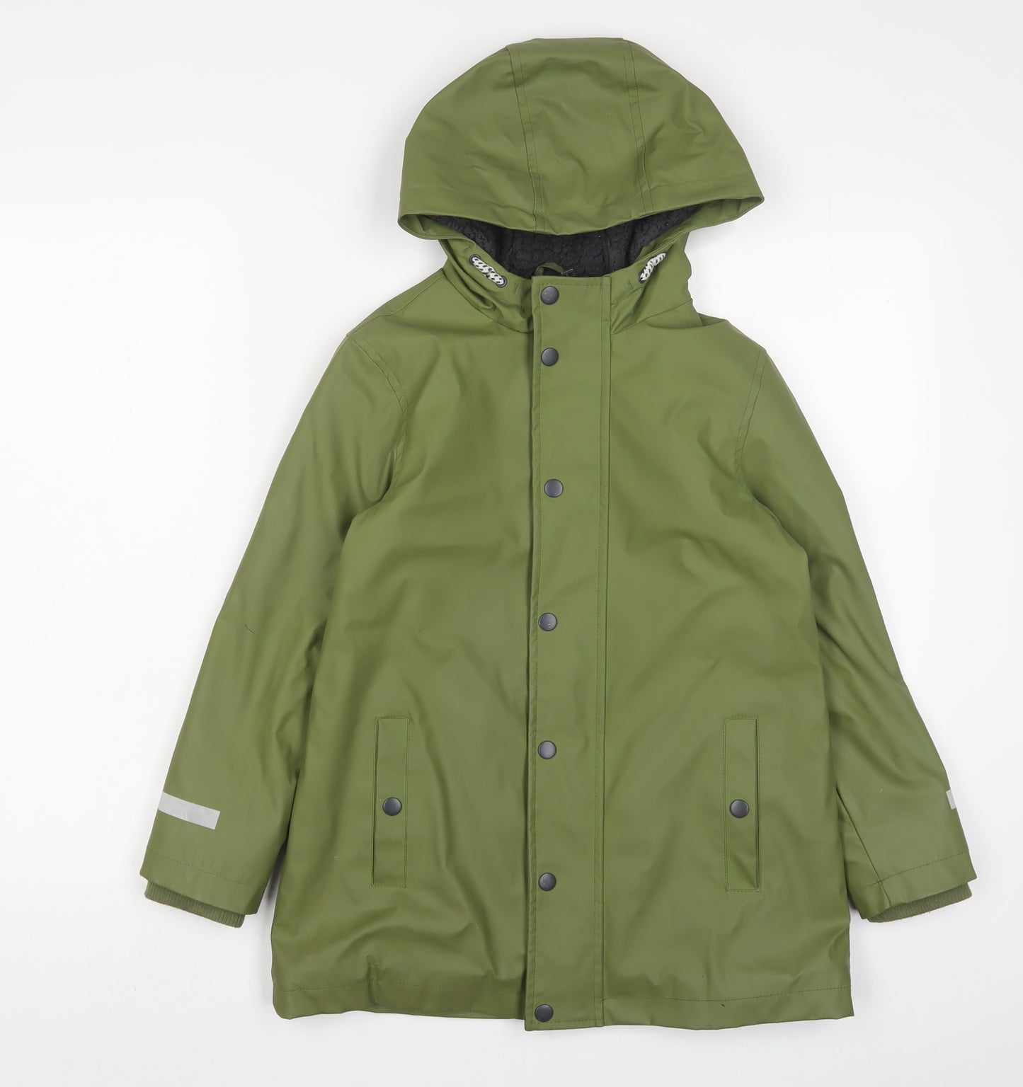 Marks and Spencer Boys Green Rain Coat Coat Size 8-9 Years Zip