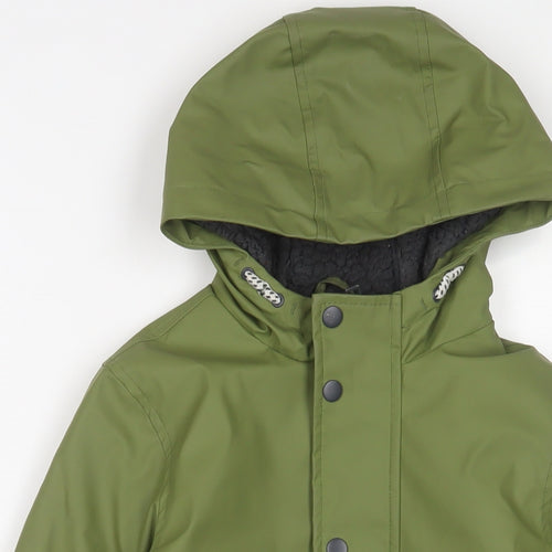 Marks and Spencer Boys Green Rain Coat Coat Size 8-9 Years Zip
