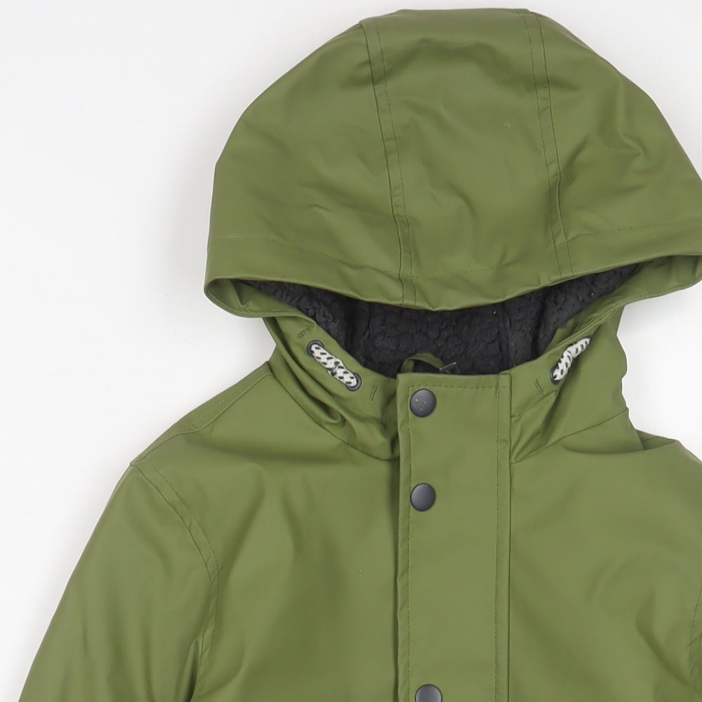 Marks and Spencer Boys Green Rain Coat Coat Size 8-9 Years Zip