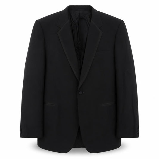 Front view of Mr Harry men’s black polyester jacket suit jacket, size 40, regular