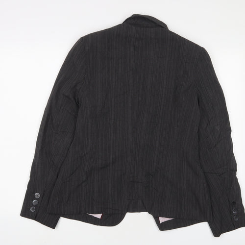 Debenhams Womens Grey Striped Jacket Blazer Size 14 Button