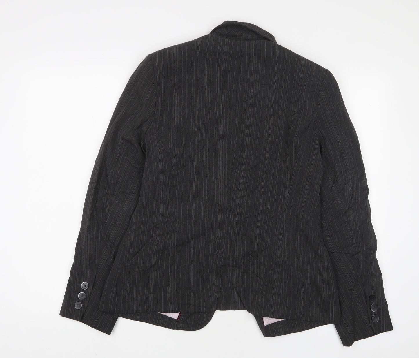 Debenhams Womens Grey Striped Jacket Blazer Size 14 Button