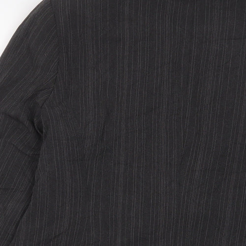 Debenhams Womens Grey Striped Jacket Blazer Size 14 Button
