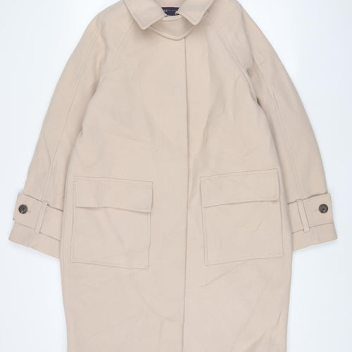 Marks and Spencer Womens Beige Overcoat Coat Size S Button - Pockets